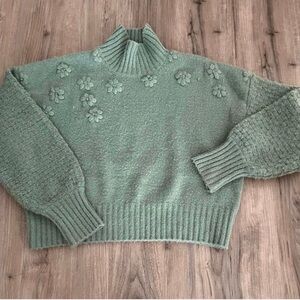 Jessica Simpson cropped embroidered turtleneck sweater